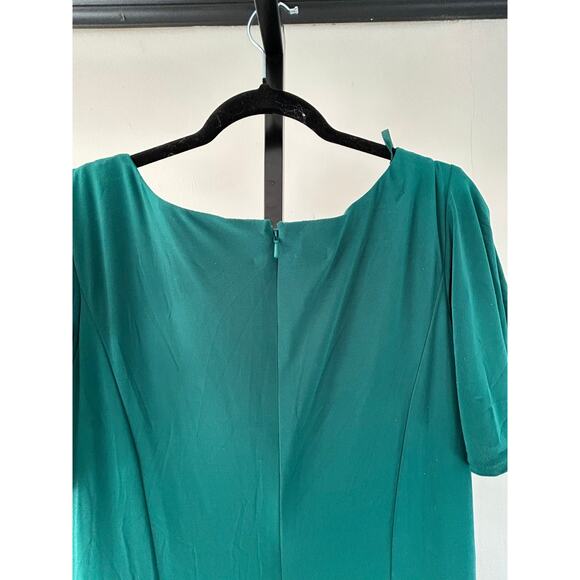 MacDuggal -size 16W Emerald Green Flutter Sleeve Jersey Gown - Picture 6 of 6